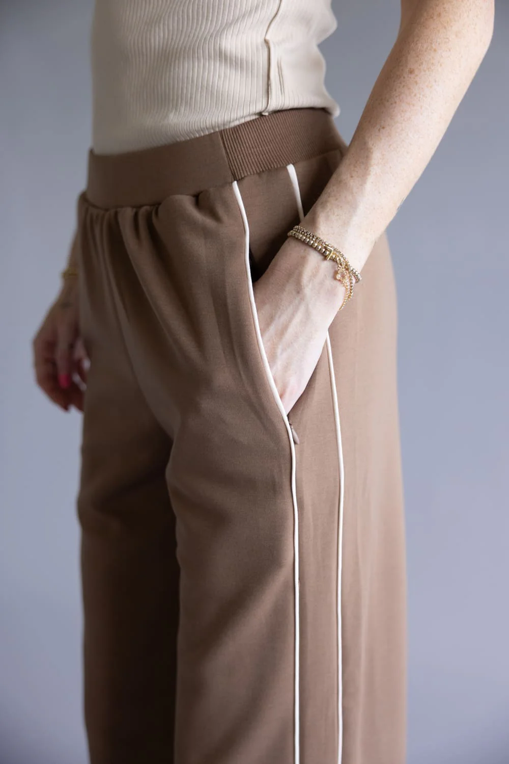 Cozy Track Pants for Women in Mocha | NP70922-MOCHA - Image 3