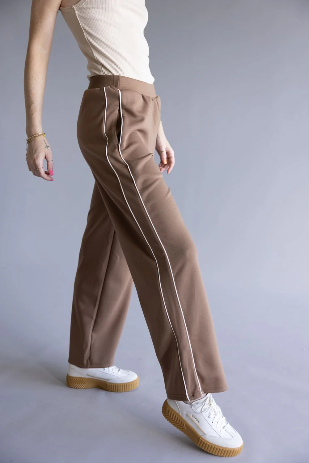 Cozy Track Pants for Women in Mocha | NP70922-MOCHA - Image 5
