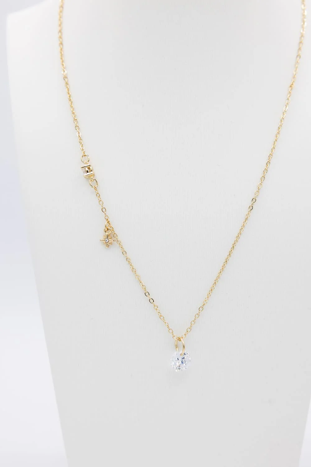 Custom Moon Stone Charm Necklace in Gold | N13134G - Image 2