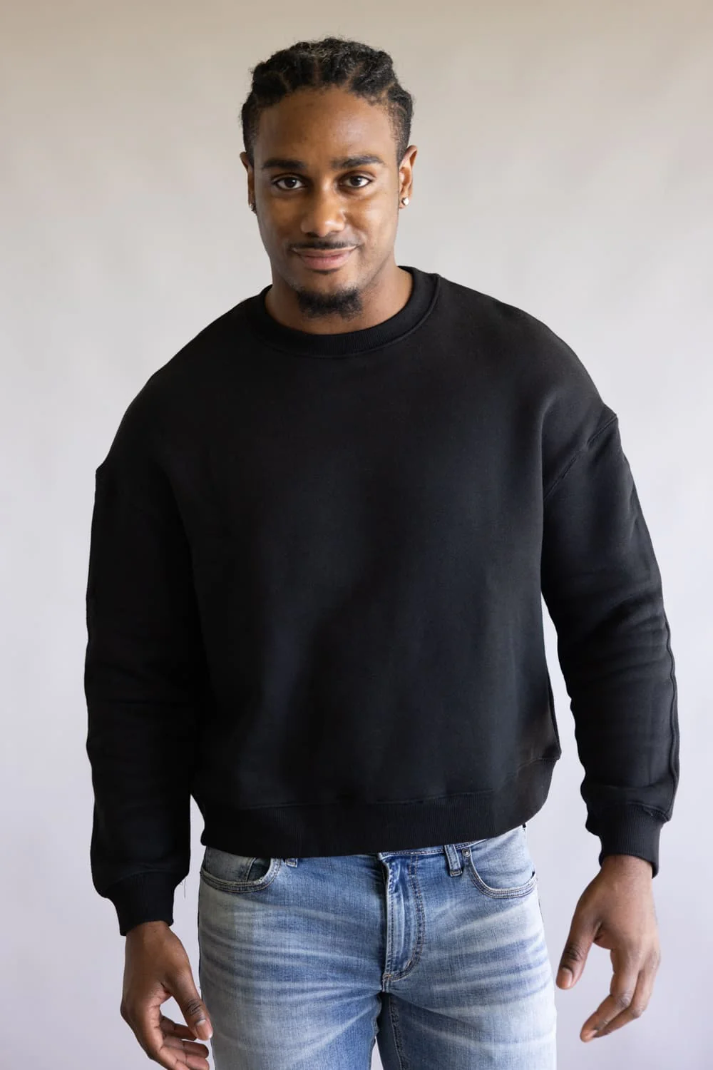 Denim & Flower Bandana Back Crewneck for Men in Black | CSWS-C565 - Image 2