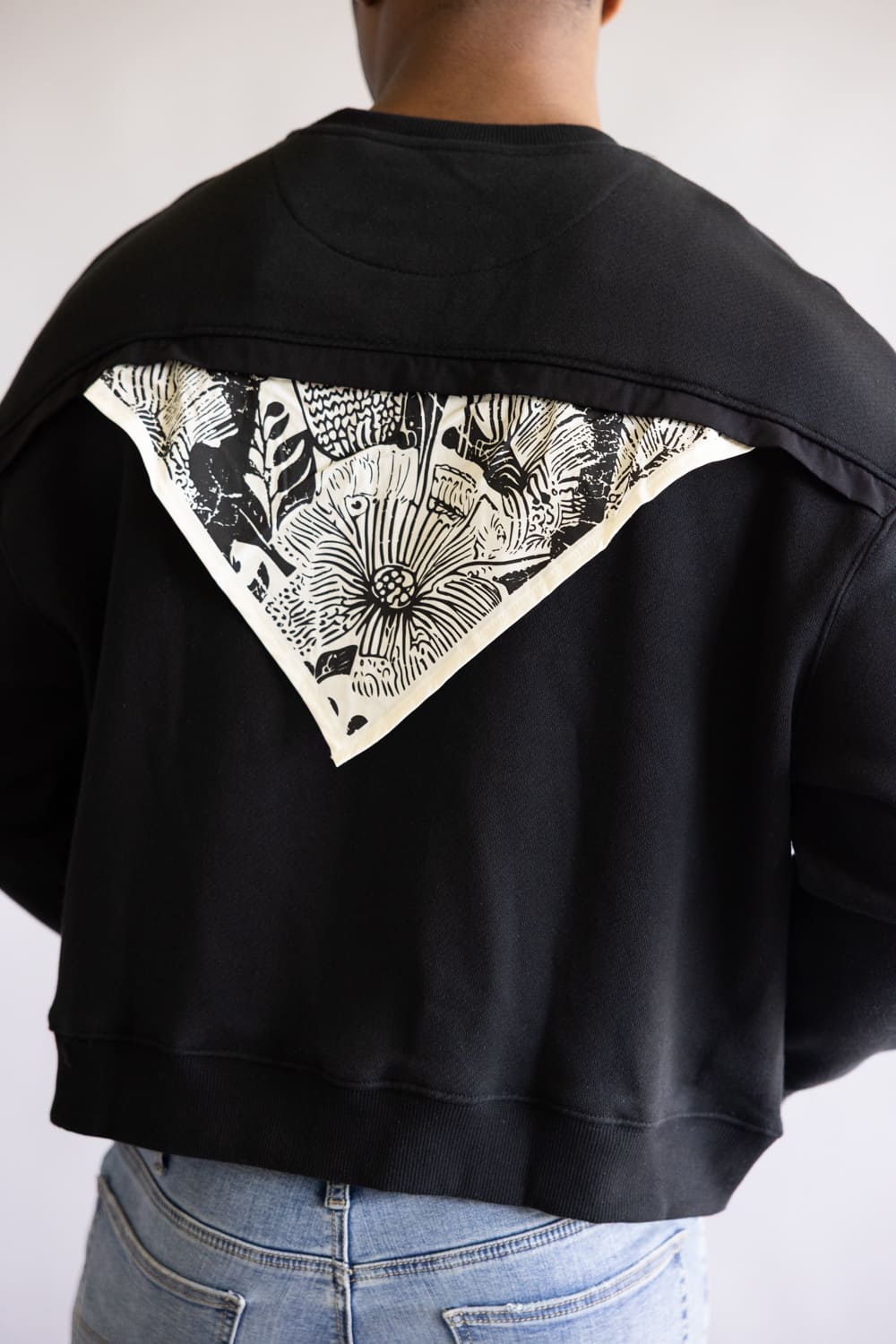 Denim & Flower Bandana Back Crewneck for Men in Black | CSWS-C565 - Image 3