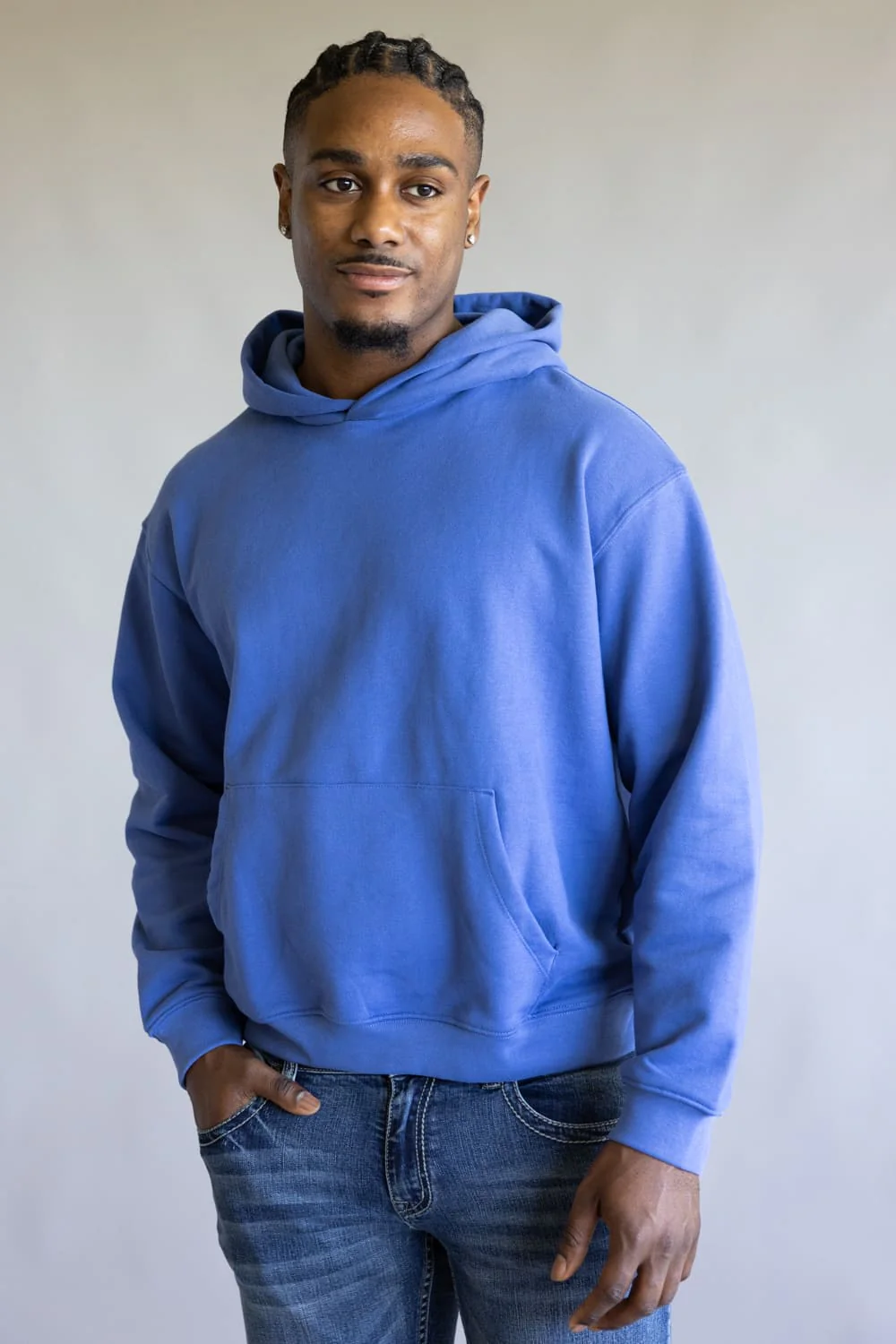 Denim & Flower Hoodie for Men in Iris Blue | CSWS-C655 - Image 3