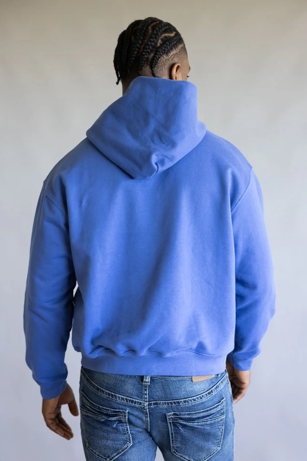 Denim & Flower Hoodie for Men in Iris Blue | CSWS-C655 - Image 4