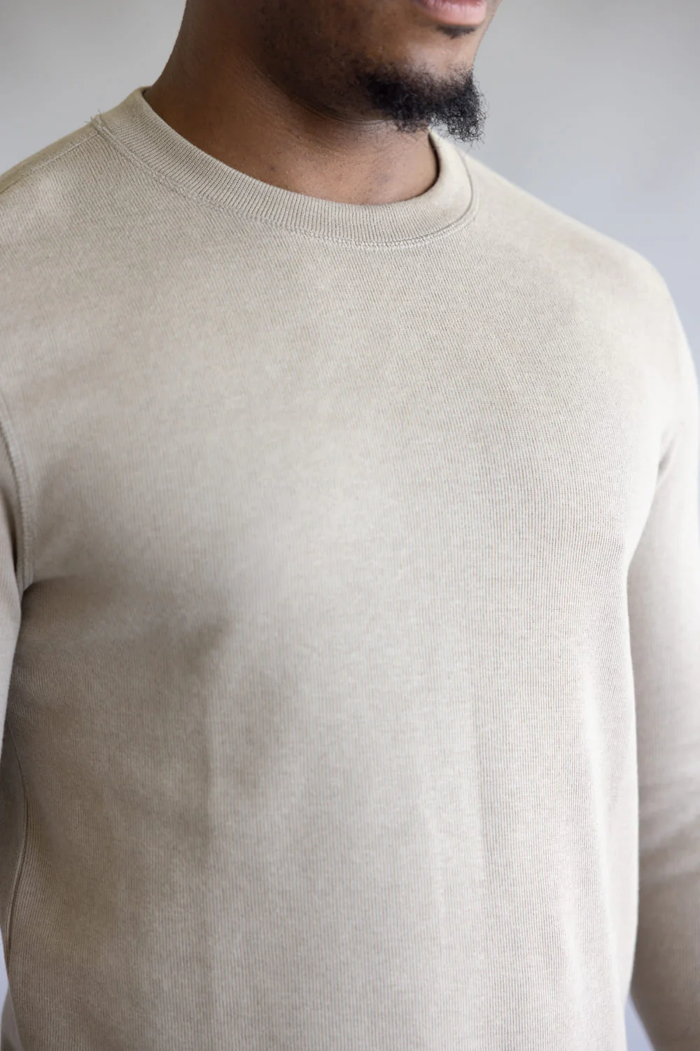Denim & Flower Knit Crew Tee for Men in Stone | CKL-C665 - Image 2