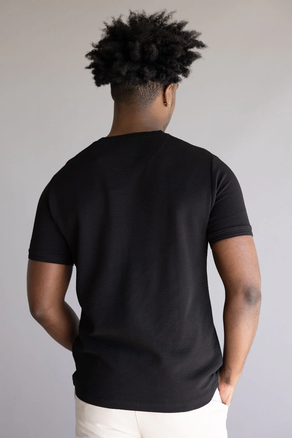 Denim & Flower Textured Shirt for Men in Black | CKTS-B637 - Image 3