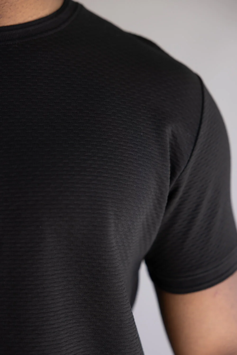 Denim & Flower Textured Shirt for Men in Black | CKTS-B637 - Image 4