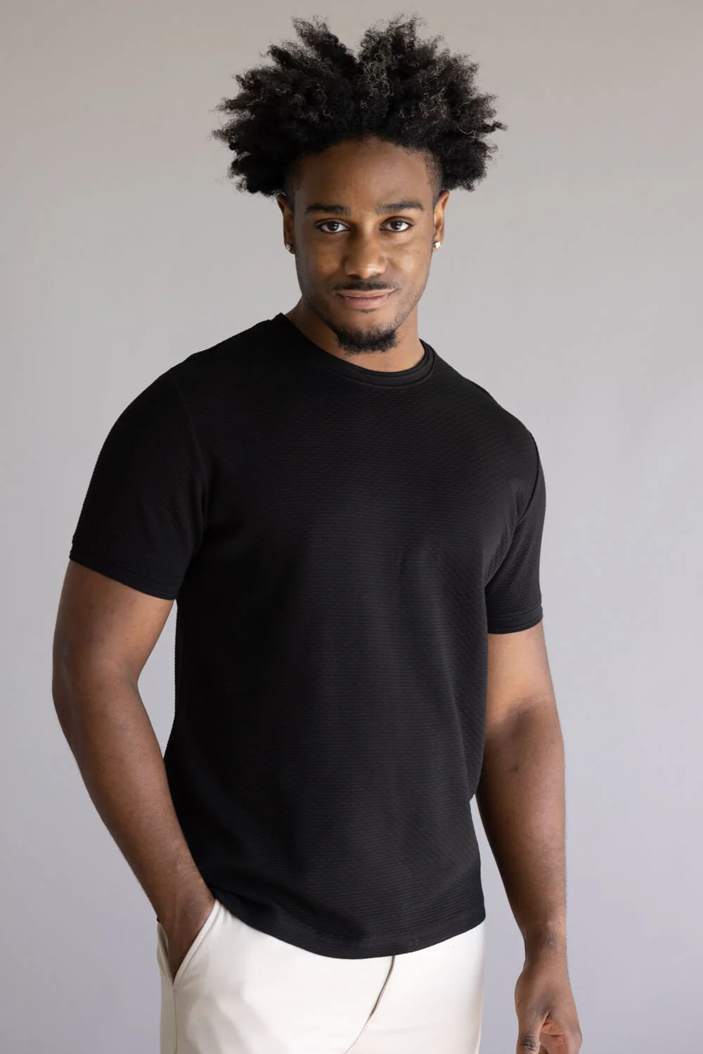 Denim & Flower Textured Shirt for Men in Black | CKTS-B637 - Image 5