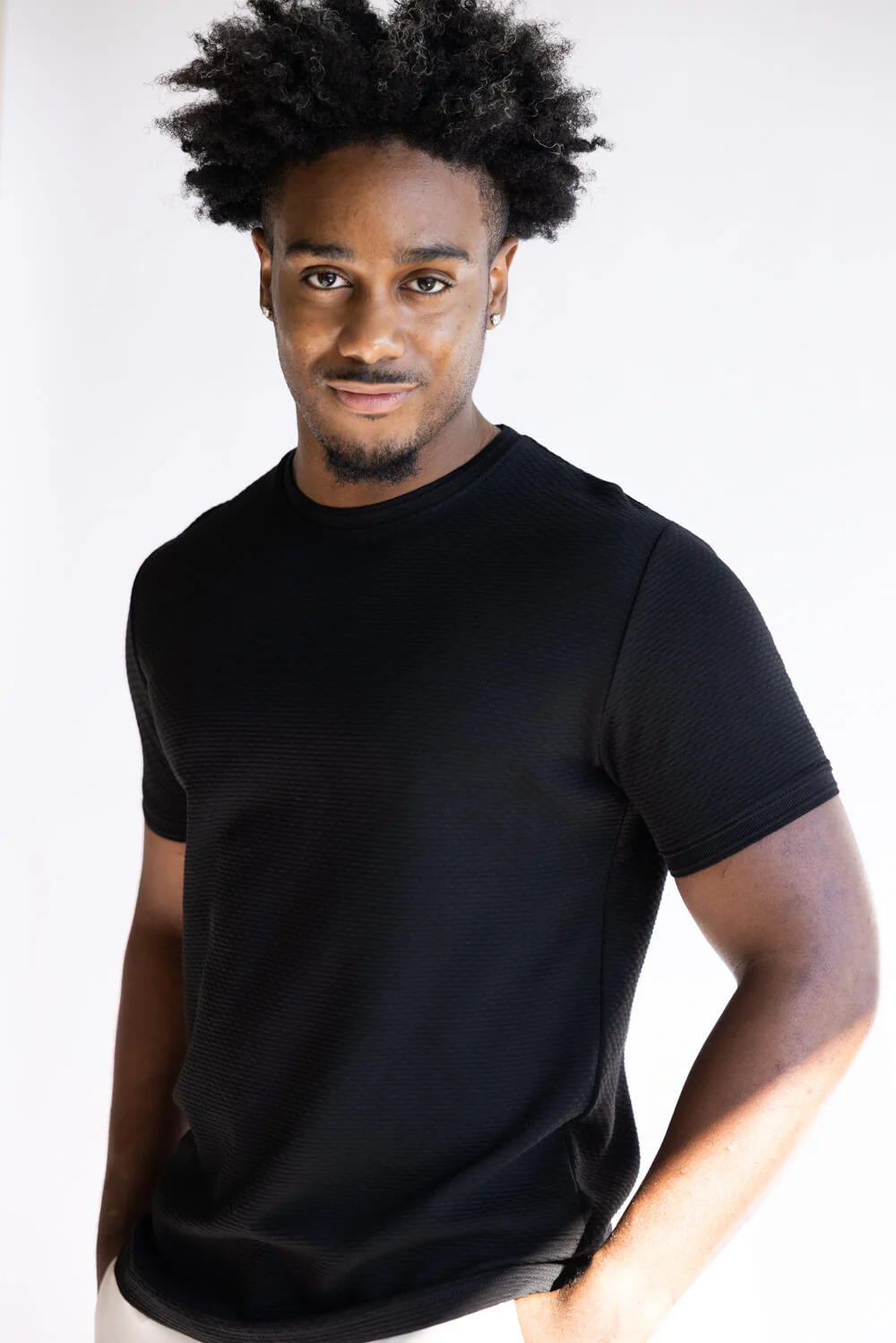 Denim & Flower Textured Shirt for Men in Black | CKTS-B637 - Image 6