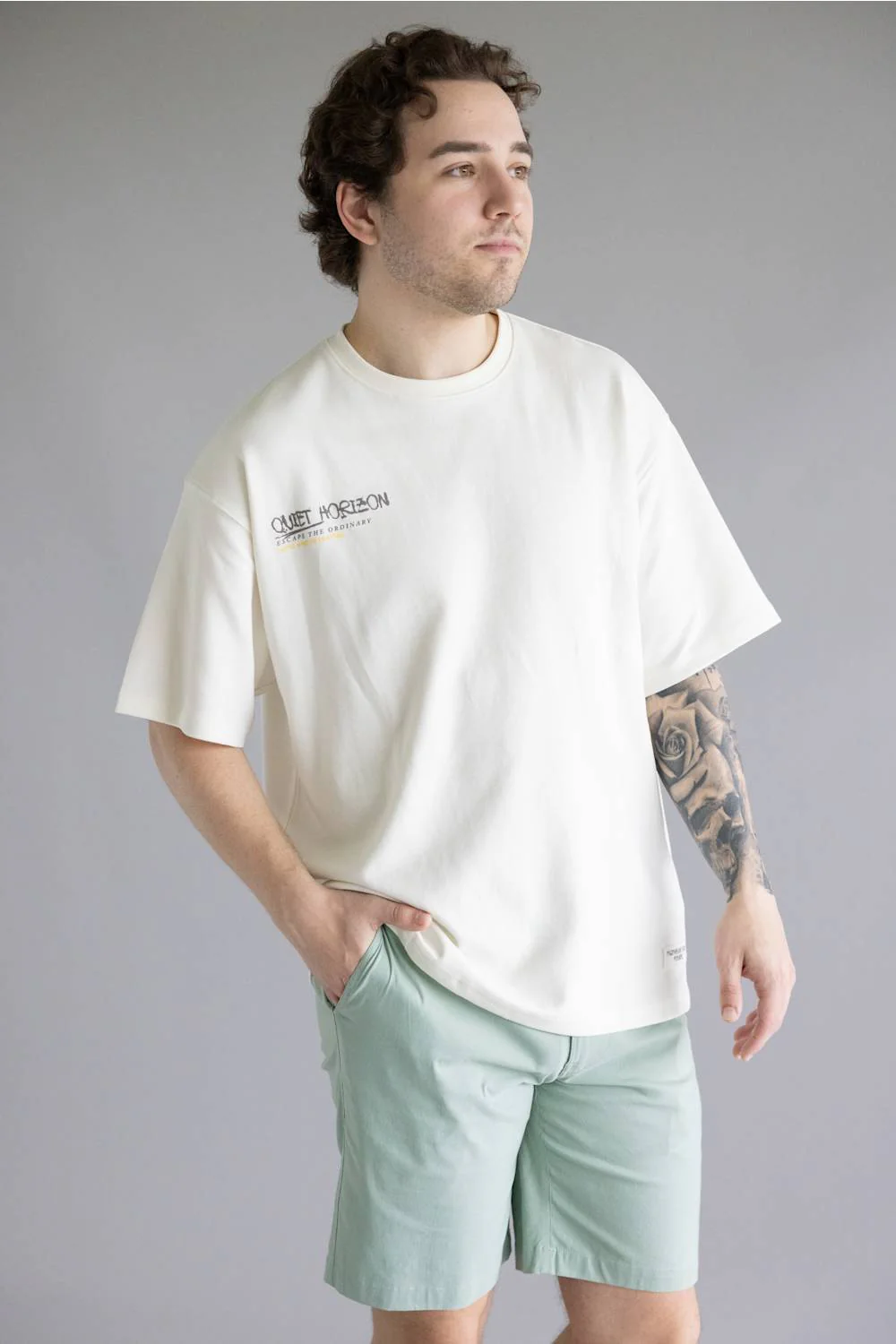 Denim & Flower Tropics T-Shirt for Men in Cream | CKTS-D696 - Image 2