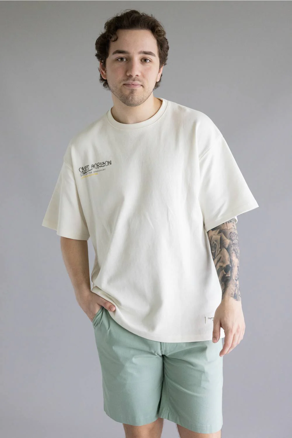 Denim & Flower Tropics T-Shirt for Men in Cream | CKTS-D696 - Image 5