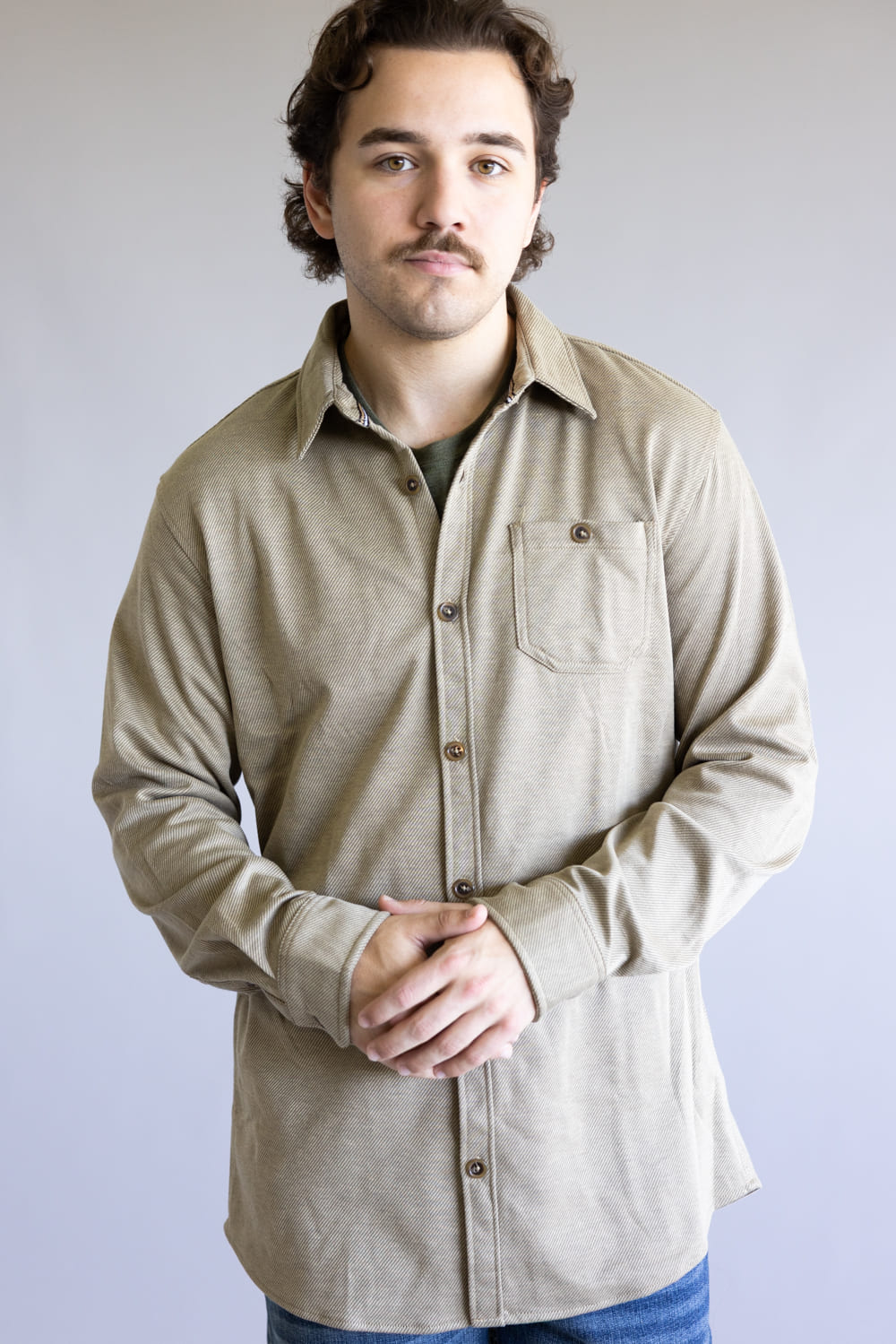 Diagonal Weave Shirt Jacket for Men in Golden Brown | XT8181GL-GOLDBROWN - Image 4