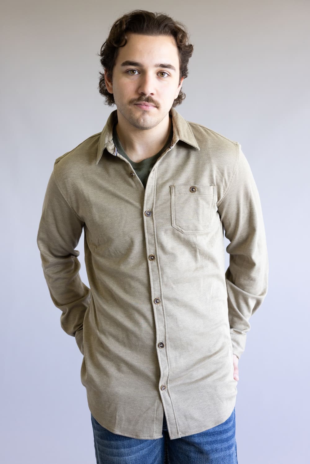 Diagonal Weave Shirt Jacket for Men in Golden Brown | XT8181GL-GOLDBROWN - Image 5