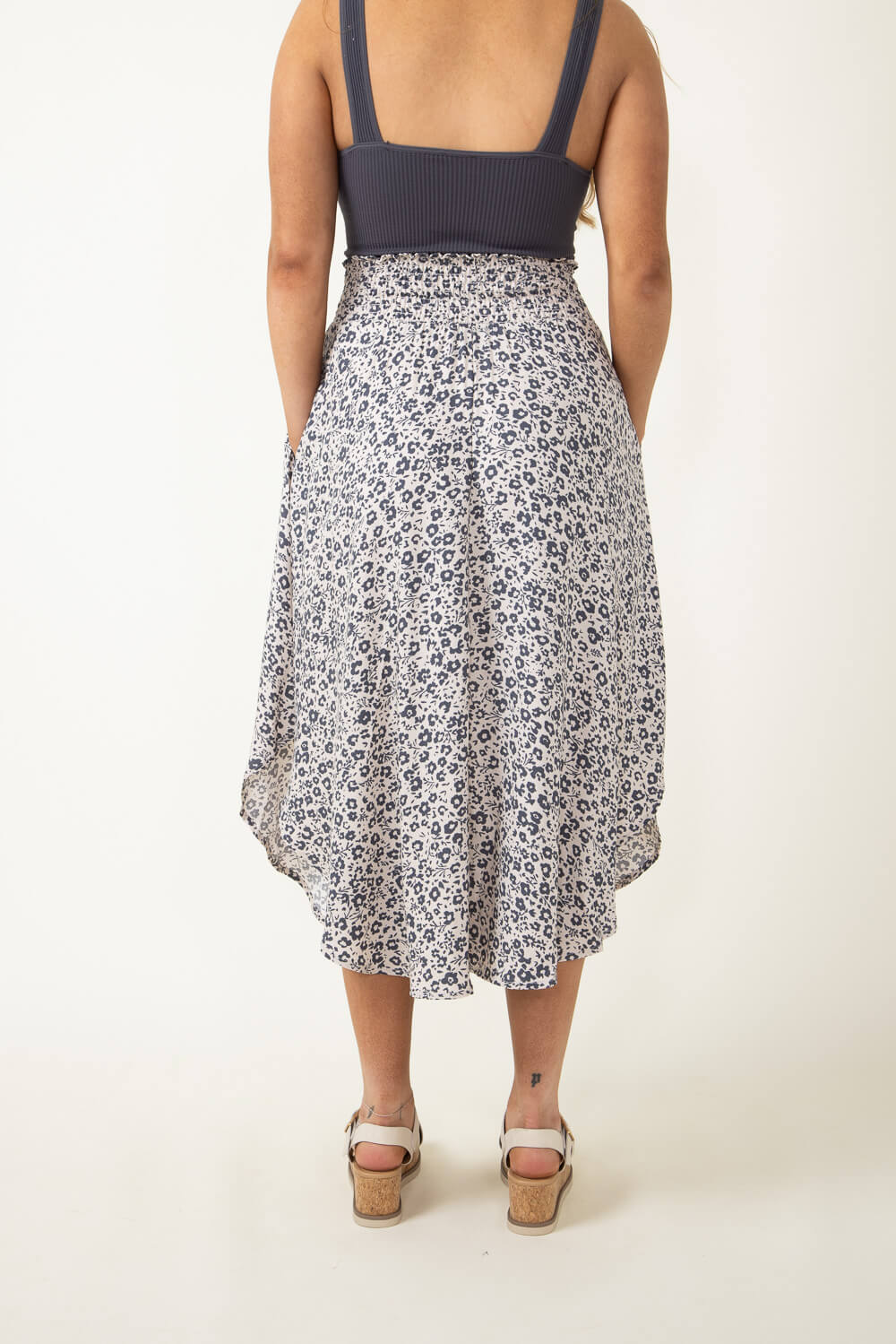 Ditsy Floral Hi-Low Midi Skirt for Women in Sand | NS16762J6-SAND - Image 3