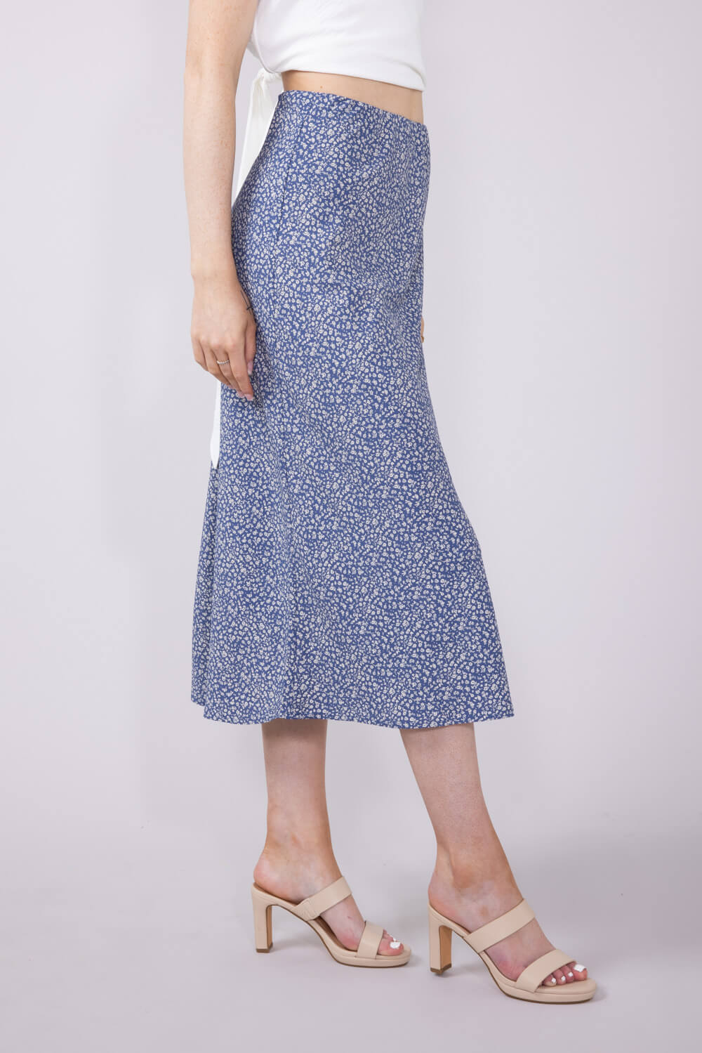 Ditsy Floral Midi Skirt for Women in Dusty Blue | 71063-DUSTYBLUE - Image 4