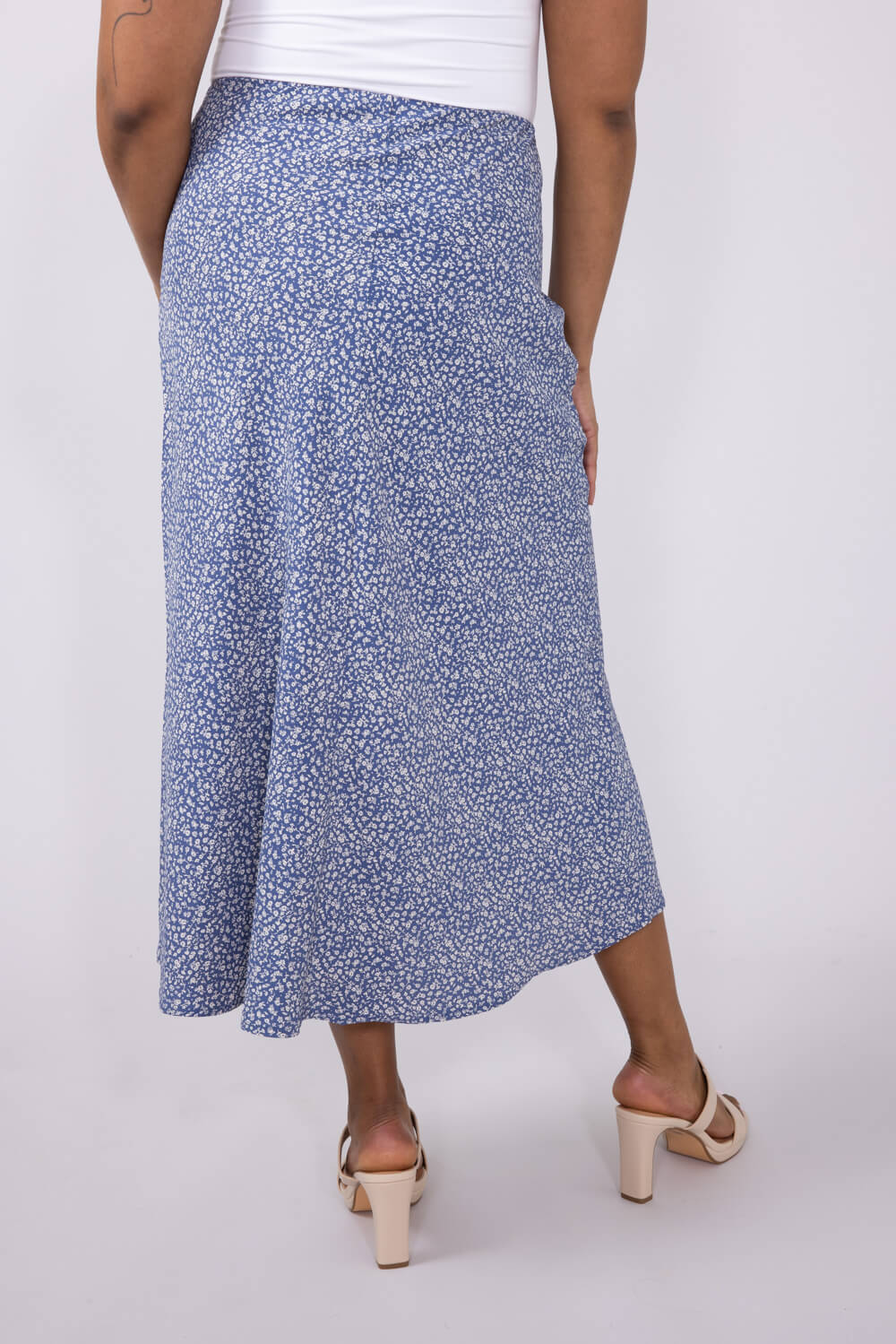 Ditsy Floral Midi Skirt for Women in Dusty Blue | 71063-DUSTYBLUE - Image 7