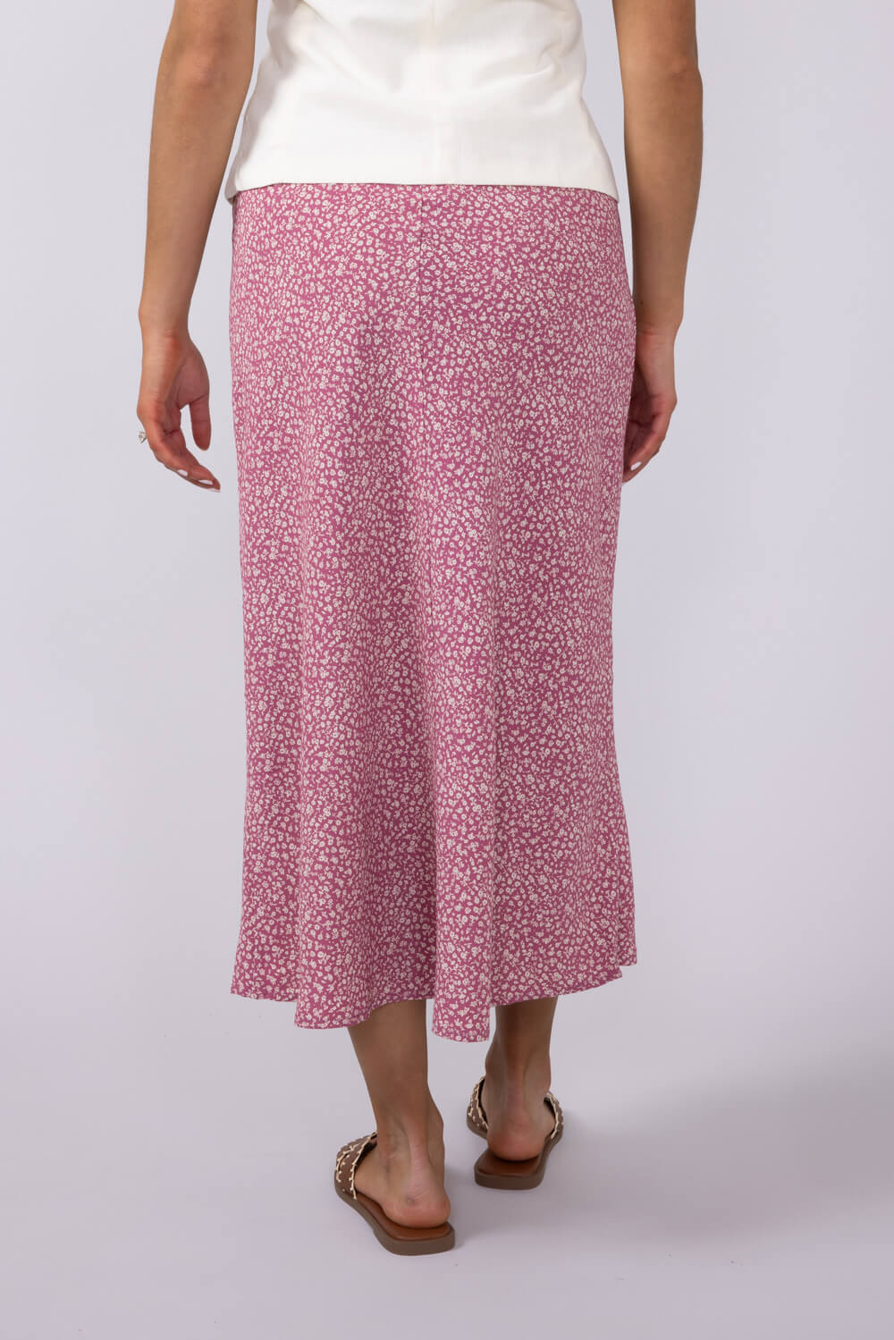 Ditsy Floral Midi Skirt for Women in Mauve | 71063-MAUVE - Image 5