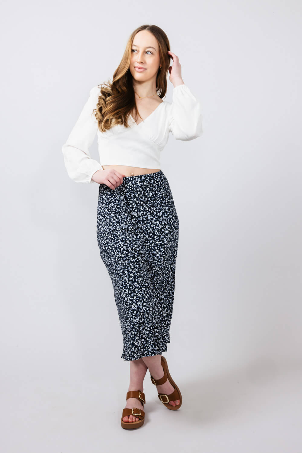 Ditsy Pattern Midi Skirt for Women - Image 2
