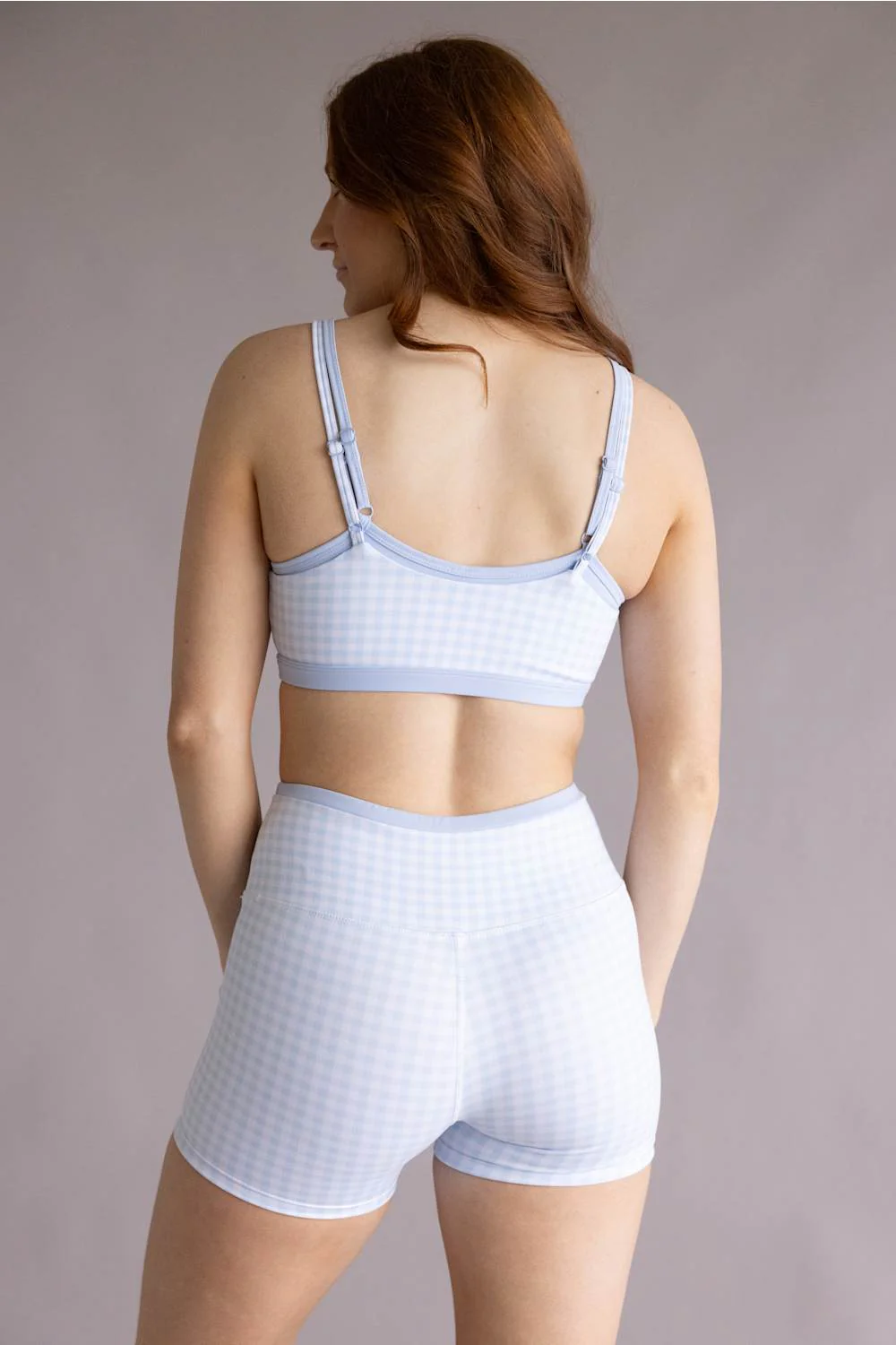 Double Layer Gingham Sports Bra for Women in Light Blue | TP80238-1H-BLUEGINGHAM - Image 3