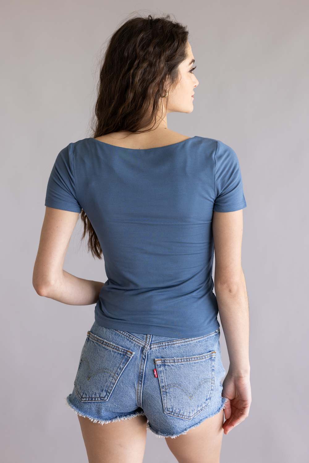 Final Touch Double Layer Knit T-Shirt for Women in Slate | VT30991-SLATE - Image 4