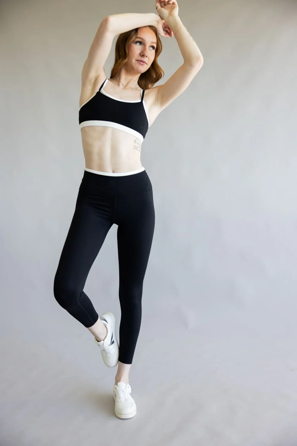 Double Layer Leggings for Women in Black/White | YP70055-BLACK - Image 2