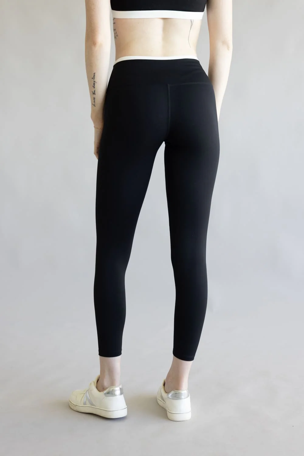 Double Layer Leggings for Women in Black/White | YP70055-BLACK - Image 6