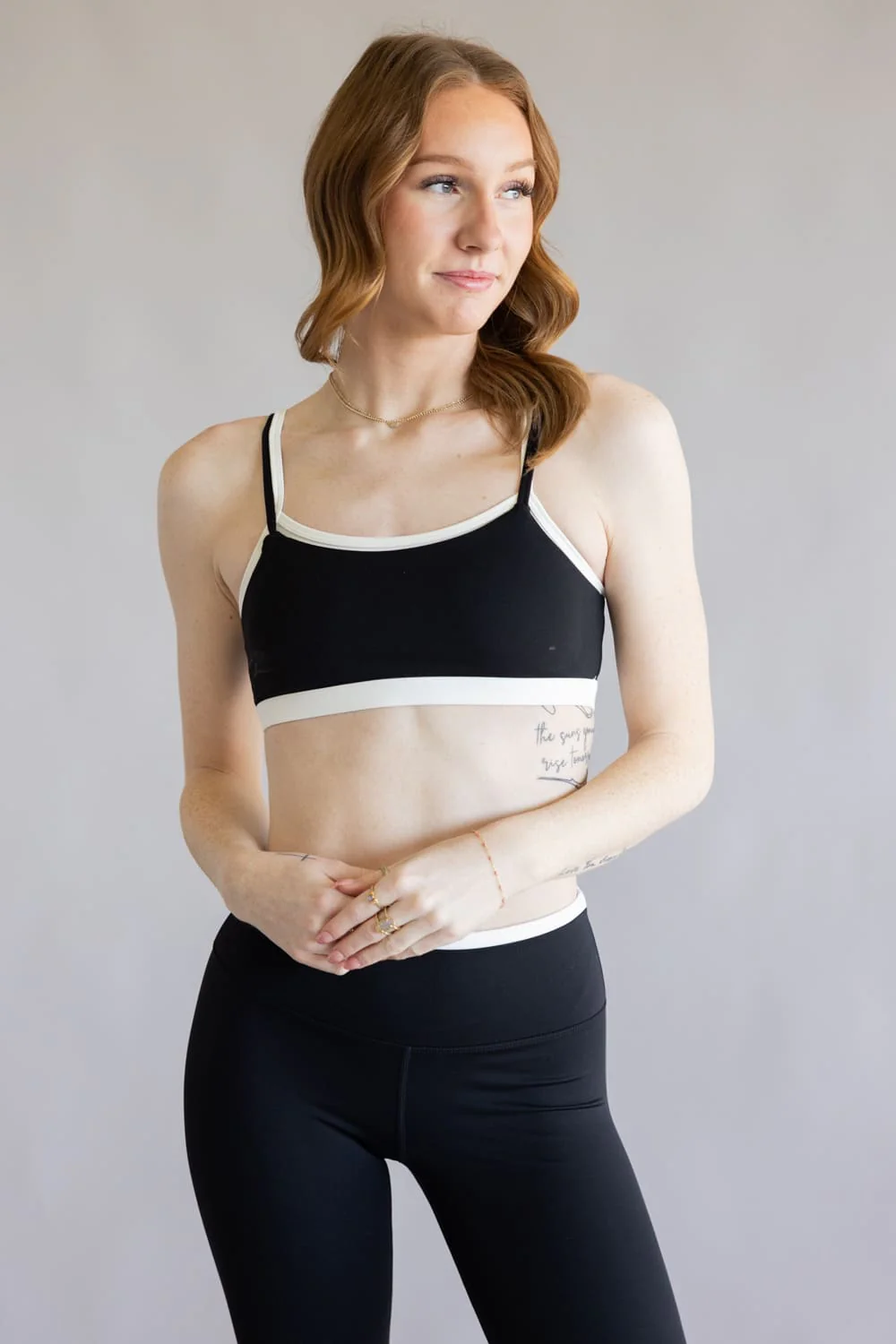 Double Layer Sports Bra for Women in Black/White | TP80238-BLACK