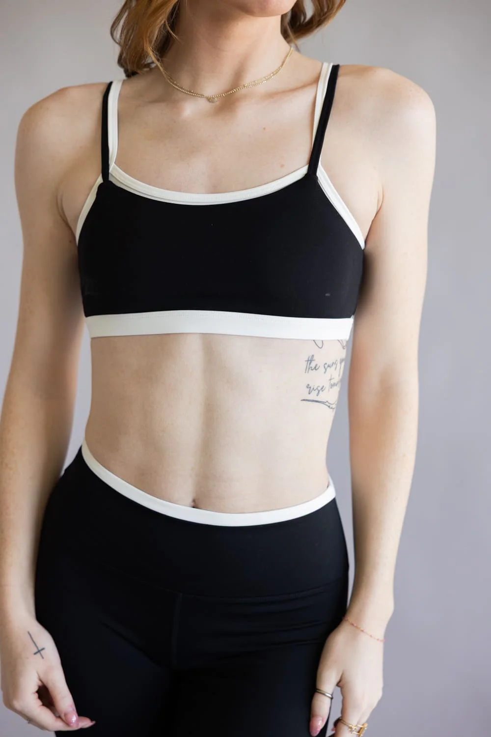 Double Layer Sports Bra for Women in Black/White | TP80238-BLACK - Image 2