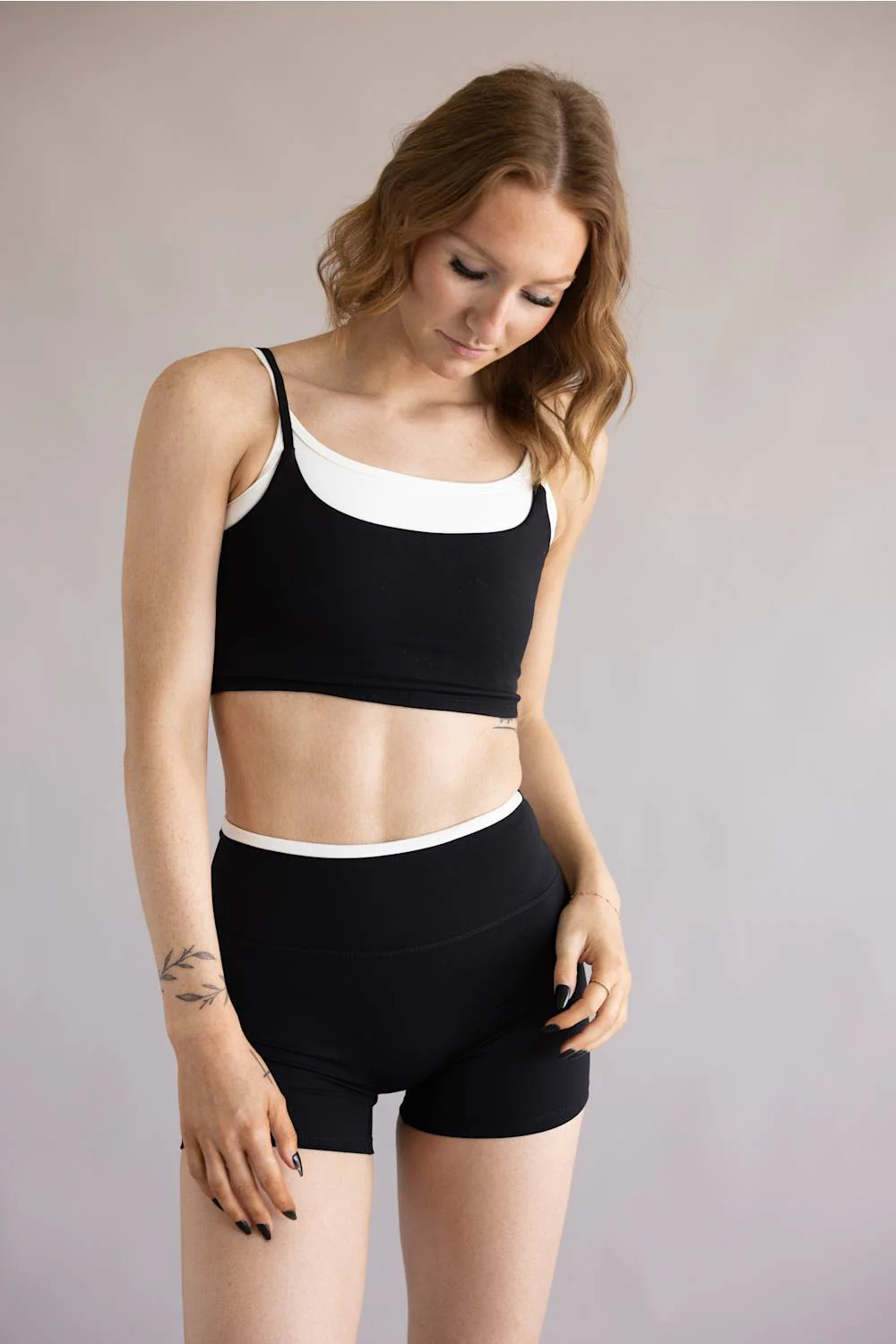 Double Layer Sports Tank Top for Women in Black/White | TP80259-BLACK - Image 2