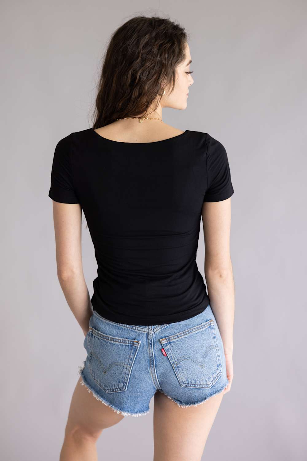 Final Touch Double Layer T-Shirt for Women in Black  | VT30991-BLACK - Image 4