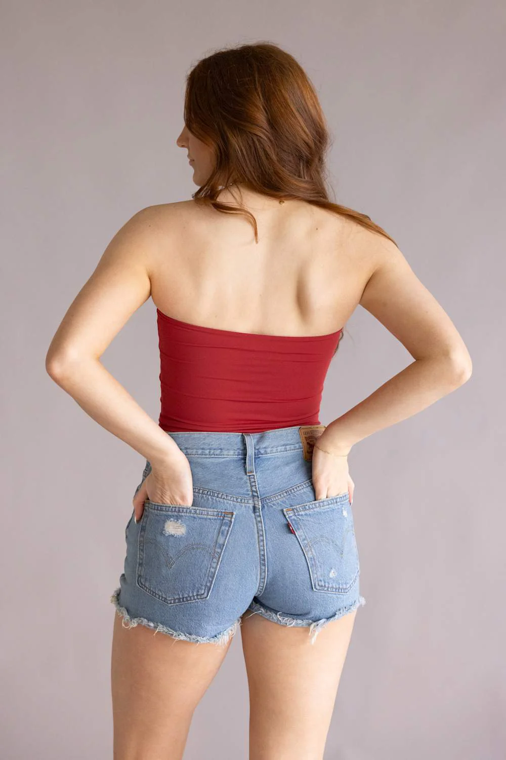 Double Layer Tube Top for Women in Valentine Red | VERA-20T-VALENTINERED - Image 4
