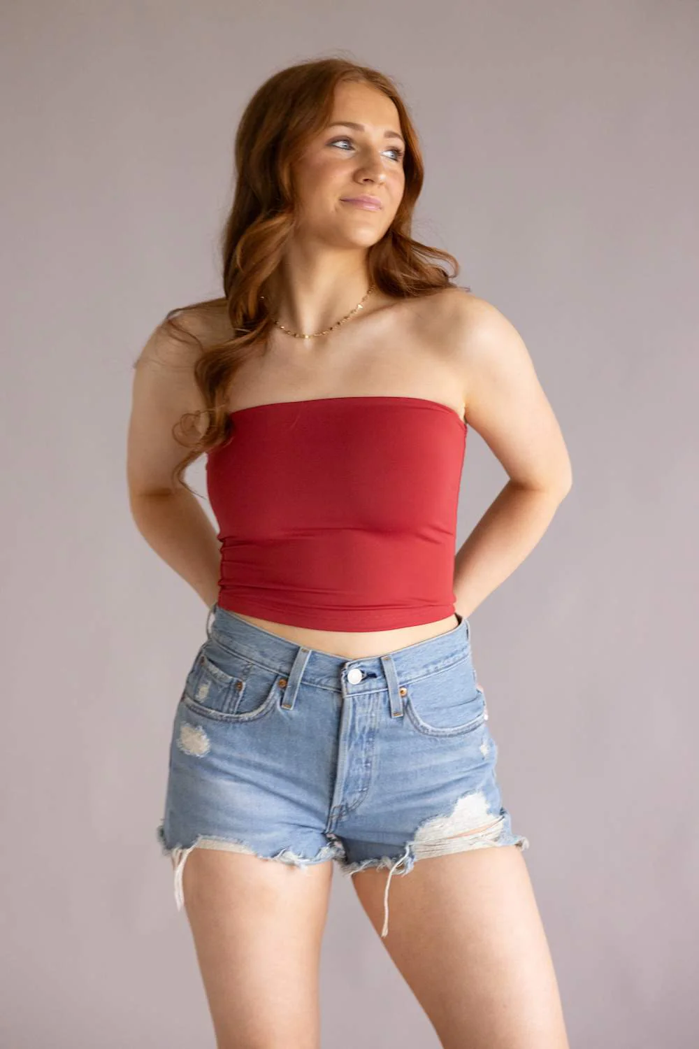 Double Layer Tube Top for Women in Valentine Red | VERA-20T-VALENTINERED - Image 6