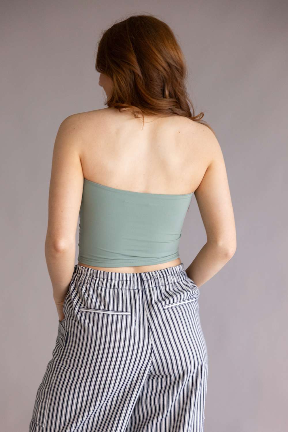 Double Layer Tube Top for Women in Seafoam Sage | VERA-20T-SEAFOAMSAGE - Image 3