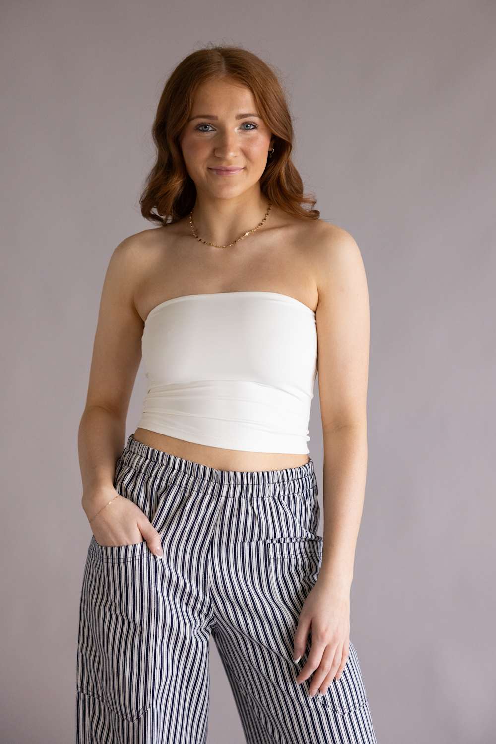 Double Layer Tube Top for Women in White | VERA-20T-WHITE - Image 4