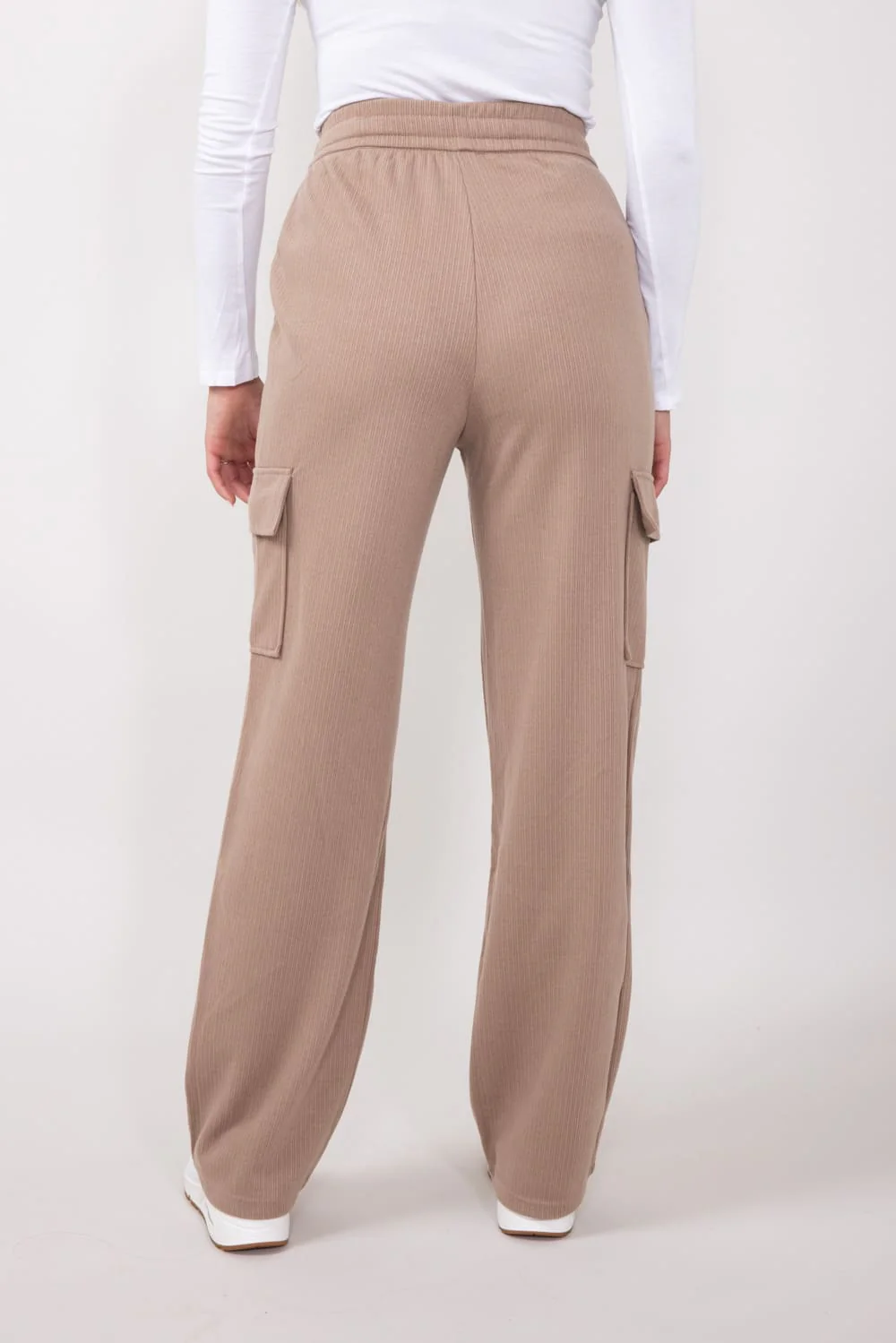 Drawstring Cargo Sweatpants for Women in Taupe | CARGO-TR1-TAUPE - Image 2