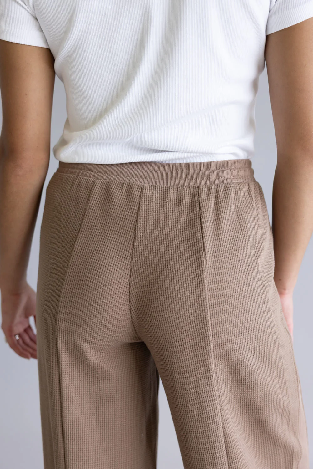 Drawstring Waffle Knit Lounge Pants for Women in Mocha | HF25F174-MOCHA - Image 5