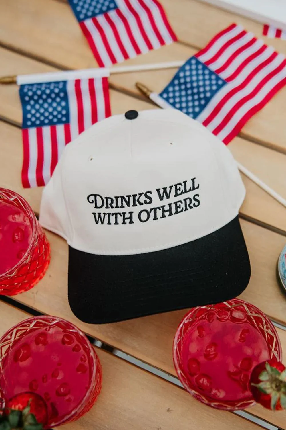 Drinks Well With Others Trucker Hat for Women in Black/Tan | KDC-BC-1121-BLK-TAN - Image 3