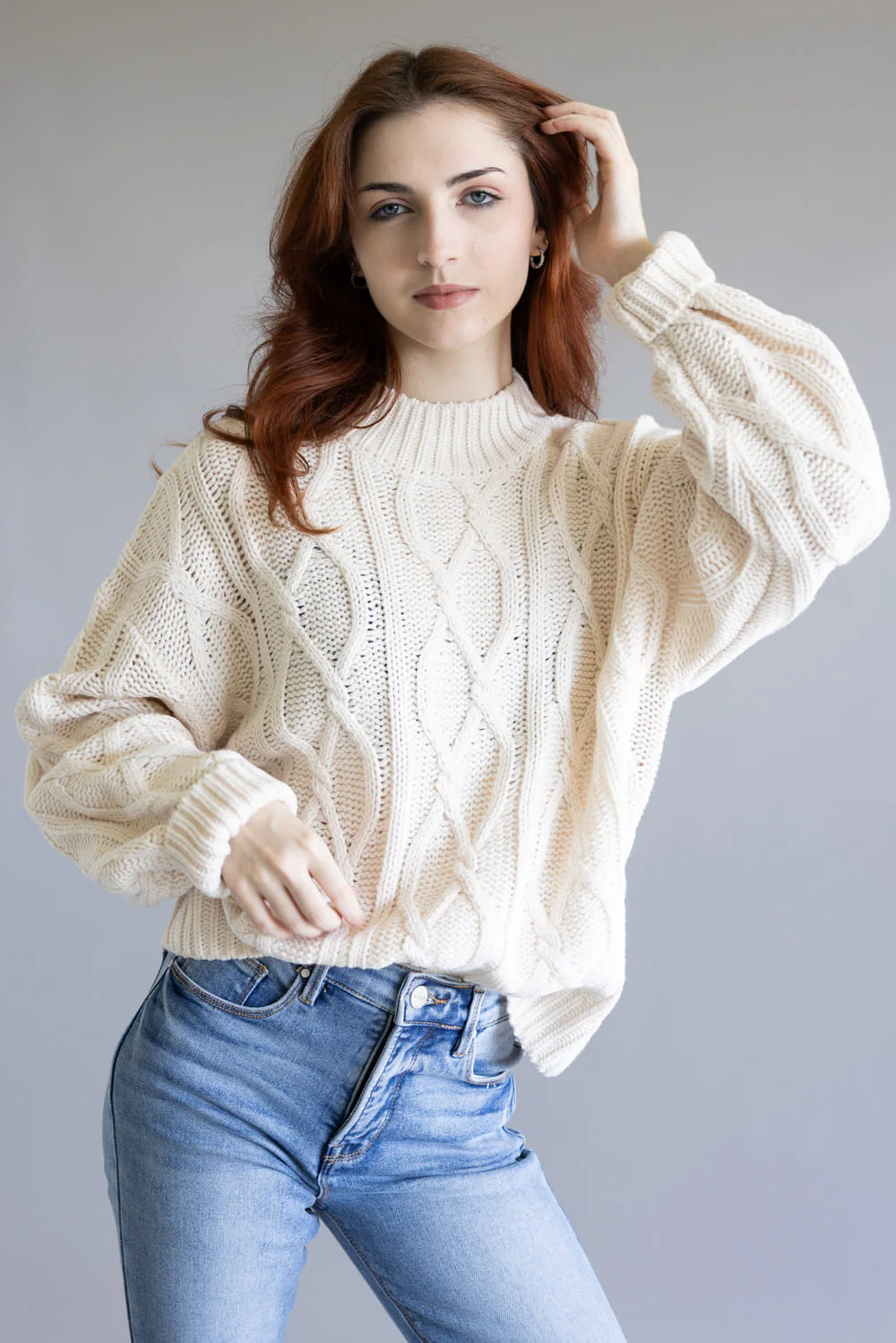 Elan Cable Knit Sweater for Women - Image 2