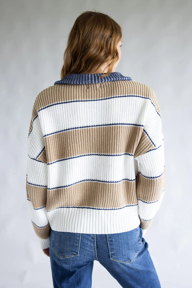 Elan Half Zip Sweater for Women in Ivory | SWS11476-CAM - Image 4