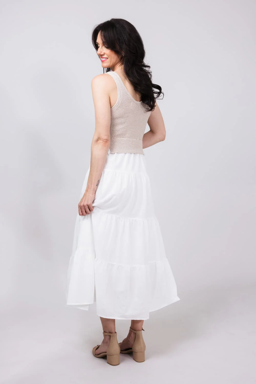 Elan Knit Mix Maxi Dress for Women in Natural/White | SWV5772-WHTNAT - Image 2