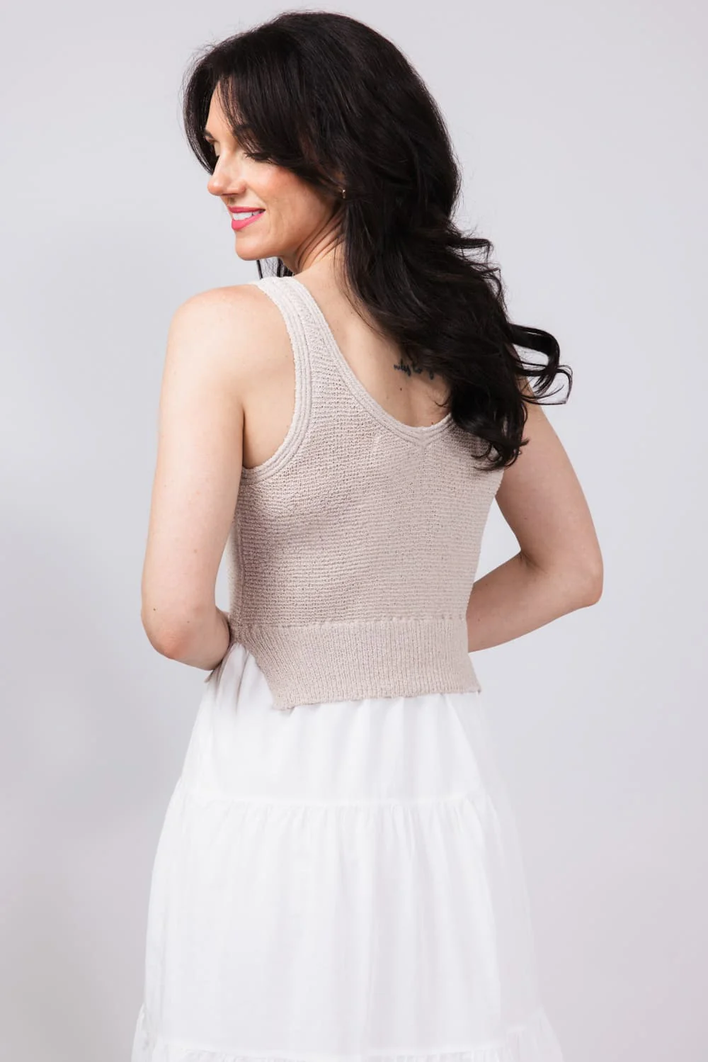 Elan Knit Mix Maxi Dress for Women in Natural/White | SWV5772-WHTNAT - Image 5