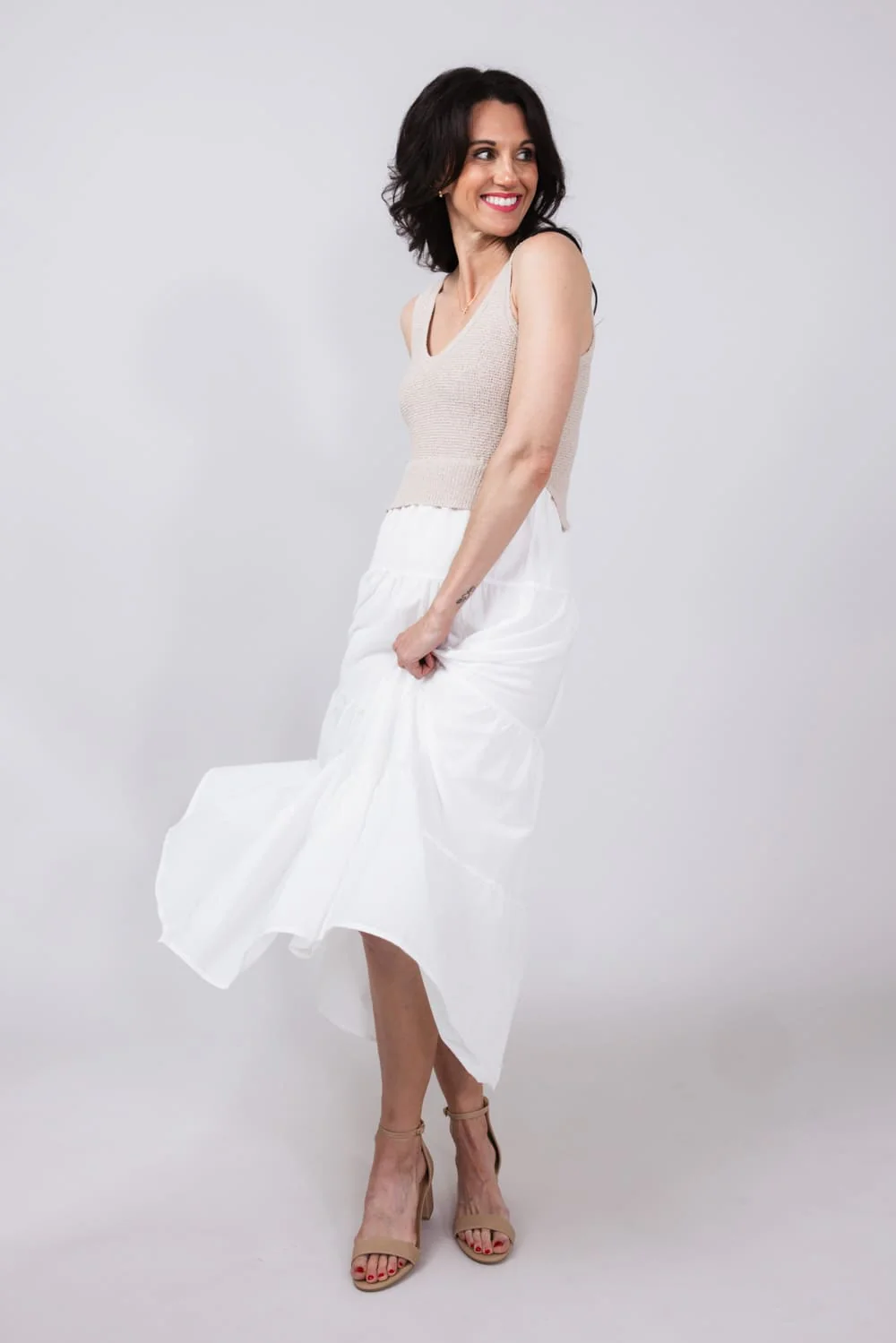 Elan Knit Mix Maxi Dress for Women in Natural/White | SWV5772-WHTNAT - Image 7