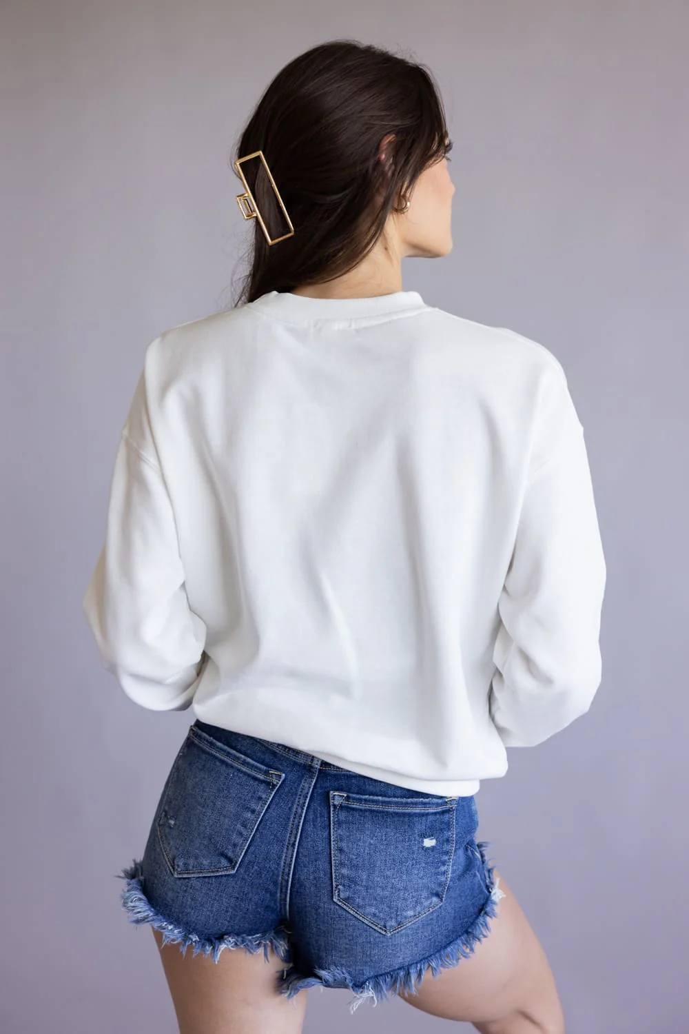 Embroidered USA 1776 Crewneck for Women in Ivory | T1135-IVORY - Image 2