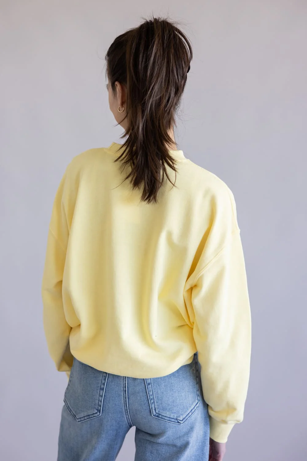 Embroidered USA 1776 Crewneck for Women in Yellow  | T1135-LTYELLOW - Image 3