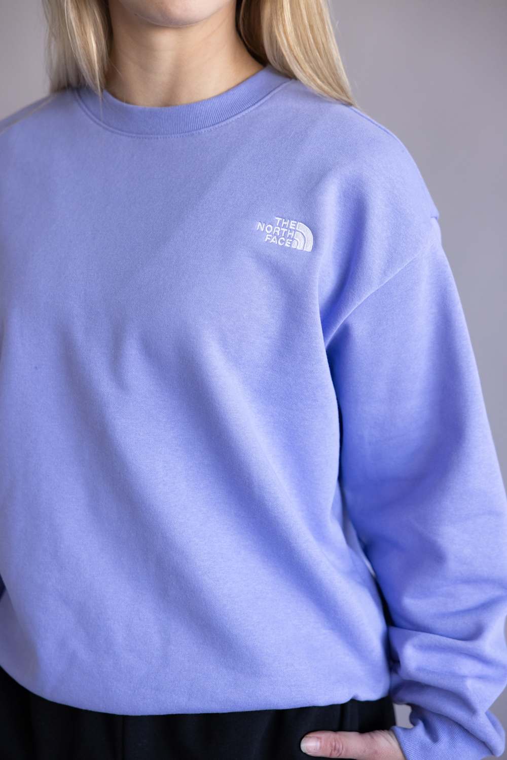 The North Face Oversized Simple Dome Fleece Sweatshirt for Women in Periwinkle Glow | NF0A8FKT-G74 - Image 2