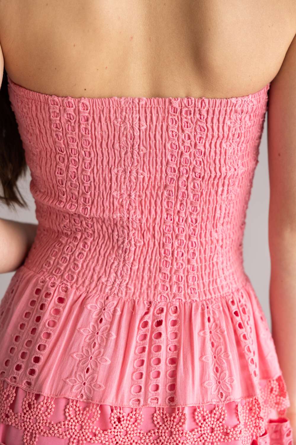 Strut & Bolt Eyelet Strapless Midi Dress for Women in Confetti Pink | D-2192-H-CNFTPNK - Image 3