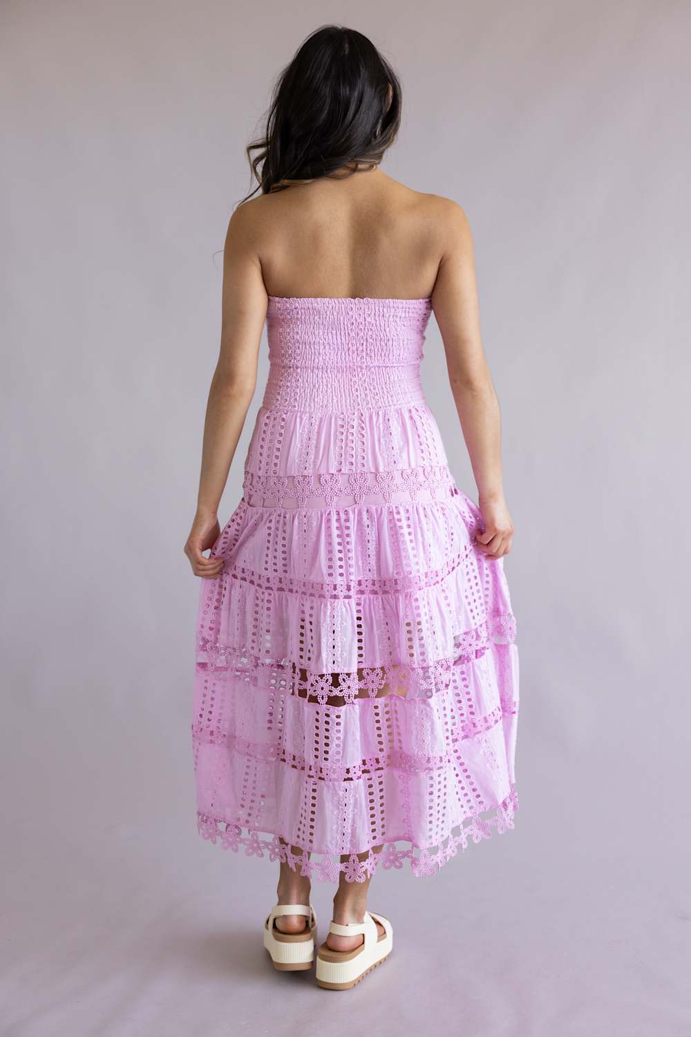 Strut & Bolt Eyelet Strapless Midi Dress for Women in Mellow Mauve | D-2192-H-MVE - Image 2