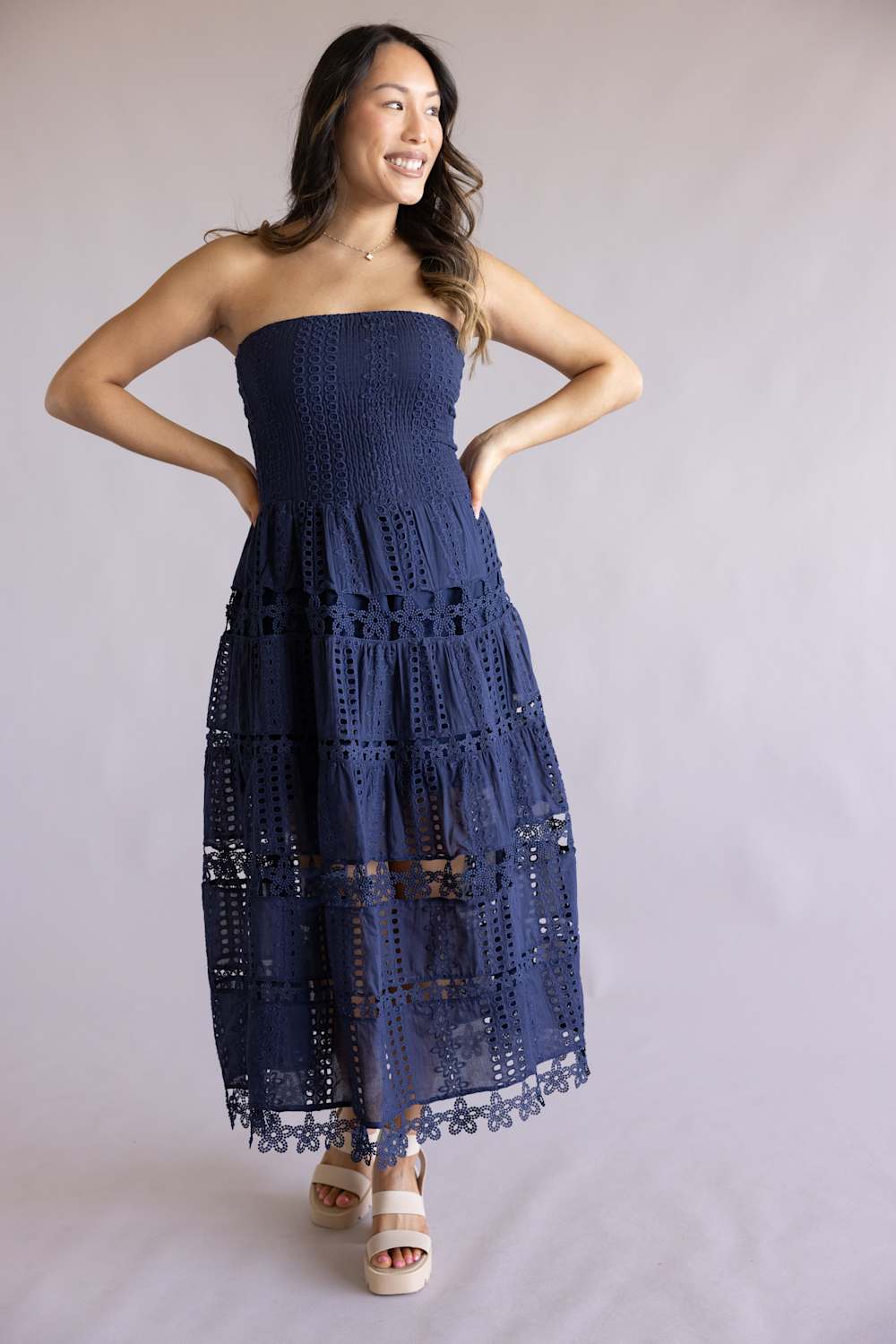 Strut & Bolt Eyelet Lace Strapless Dress for Women - Image 9