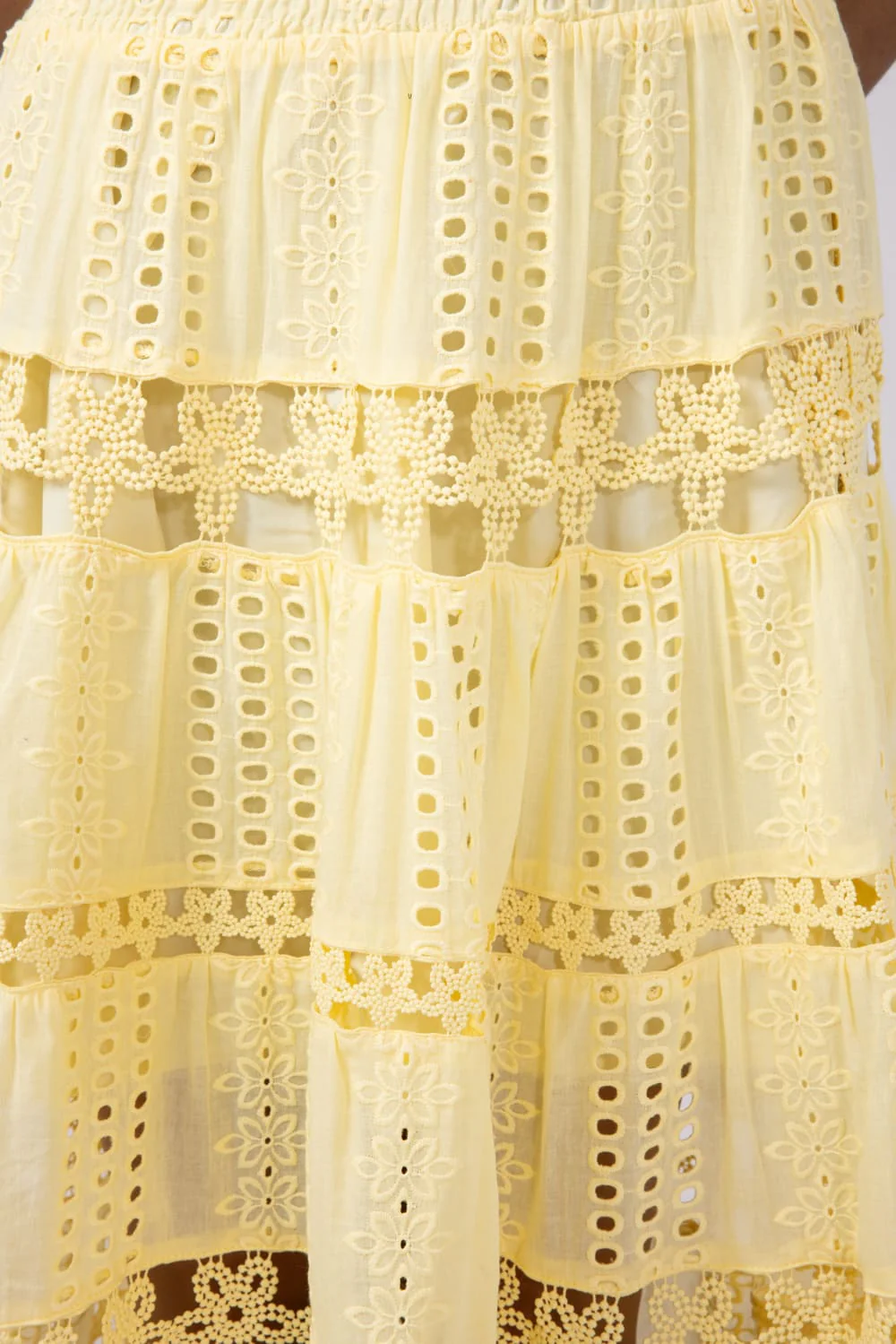 Strut & Bolt Eyelet Strapless Midi Dress for Women in Yellow | D-2192-H-YLW - Image 4