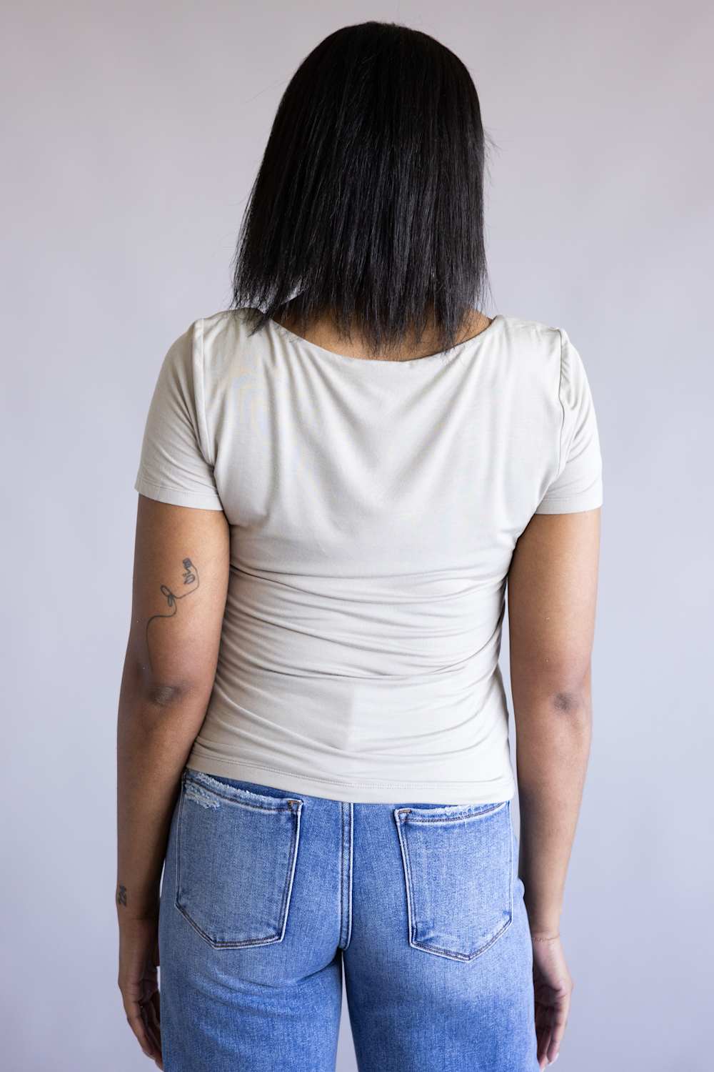 Final Touch Double Layer Knit T-Shirt for Women in Fog | VT30991-FOG - Image 3