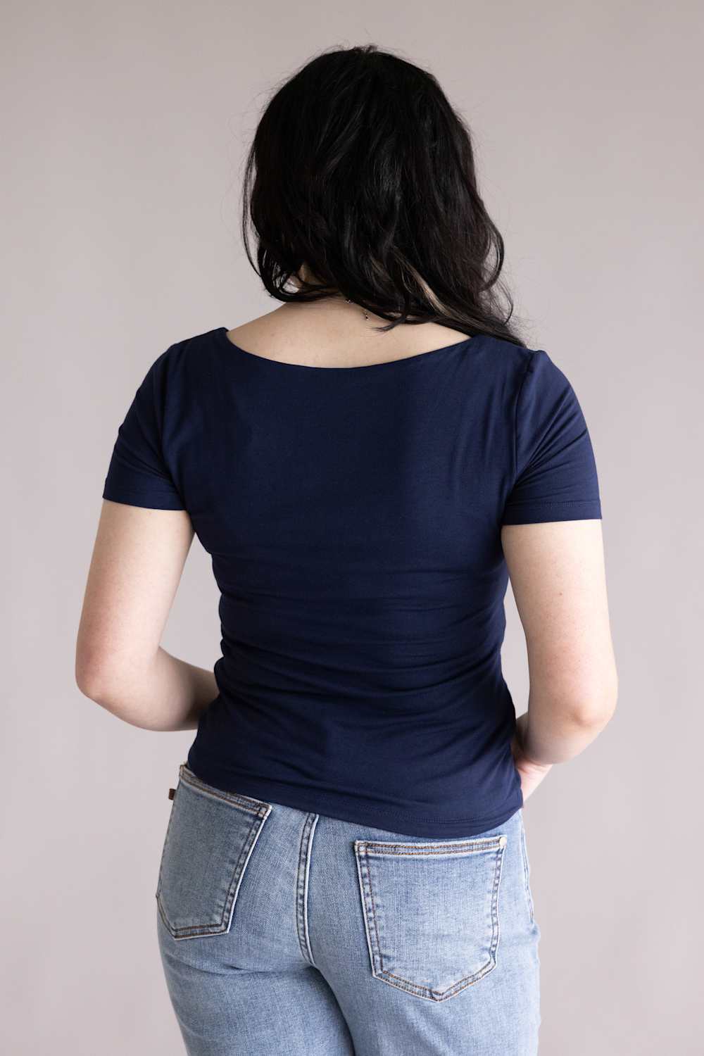 Final Touch Double Layer Knit T-Shirt for Women in Navy | VT30991-NAVY - Image 3